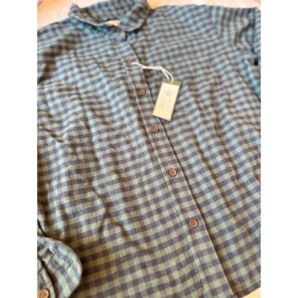 Alpine Design Women's Blue and Green Plaid Shirt Size Medium #615